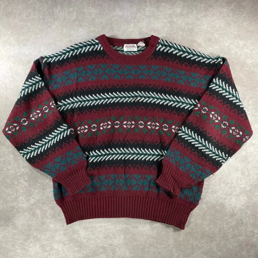 80’s Windridge Multicolor Multipatterned Acrylic Cozy Knit Sweater